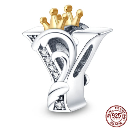 Charm letra A-Z en plata 925 – Abalorio inicial alfabeto para pulseras o collares tipo Pandora, joyería personalizada mujer