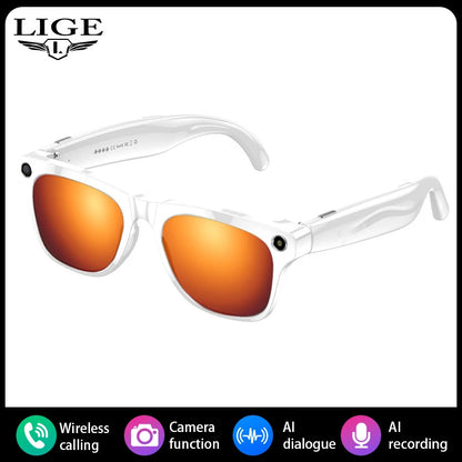 LIGE Gafas inteligentes con cámara AI – Lentes HD para fotos, video, traducción en tiempo real, reconocimiento de objetos, llamadas y música Bluetooth
