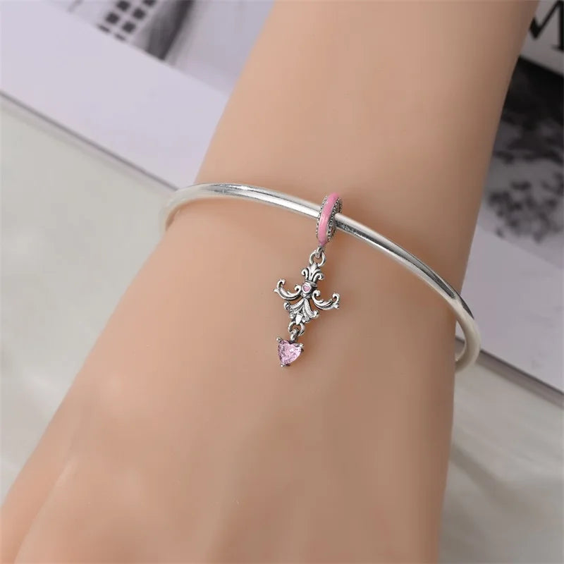 Charm Espejo Mágico Princesa Ángel Rosa en Plata 925 – Beads Compatibles Pandora Mujer Joyería DIY