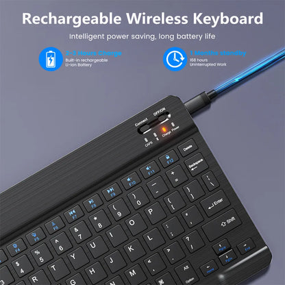 Teclado y Ratón Inalámbrico Bluetooth Universal – Compatible con iOS, Android y Windows, para iPad, Tablet y Laptop (Español, Coreano, Portugués, Ruso)