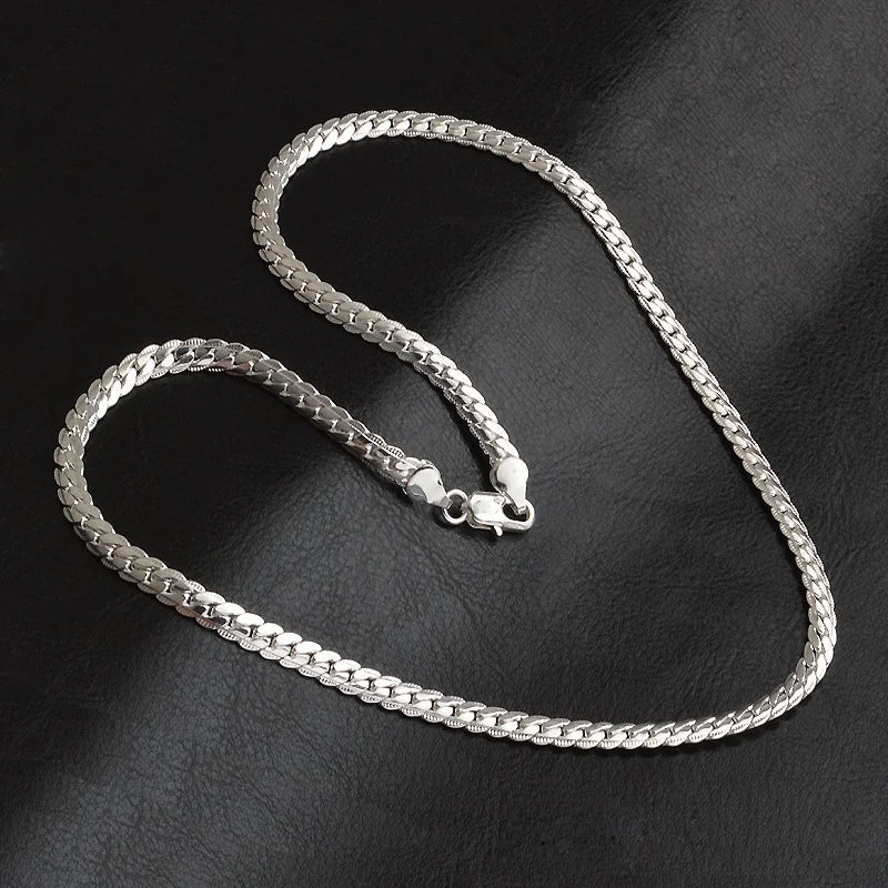 Cadena de Acero Inoxidable Color Plata 5mm | Collar Unisex 20-60cm | Joyería de Moda para Hombre y Mujer | Boda y Regalo