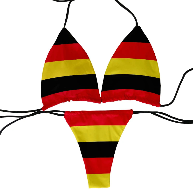 Bikini Divertido Mujer | Estampado Bandera 2 Piezas Playa y Piscina