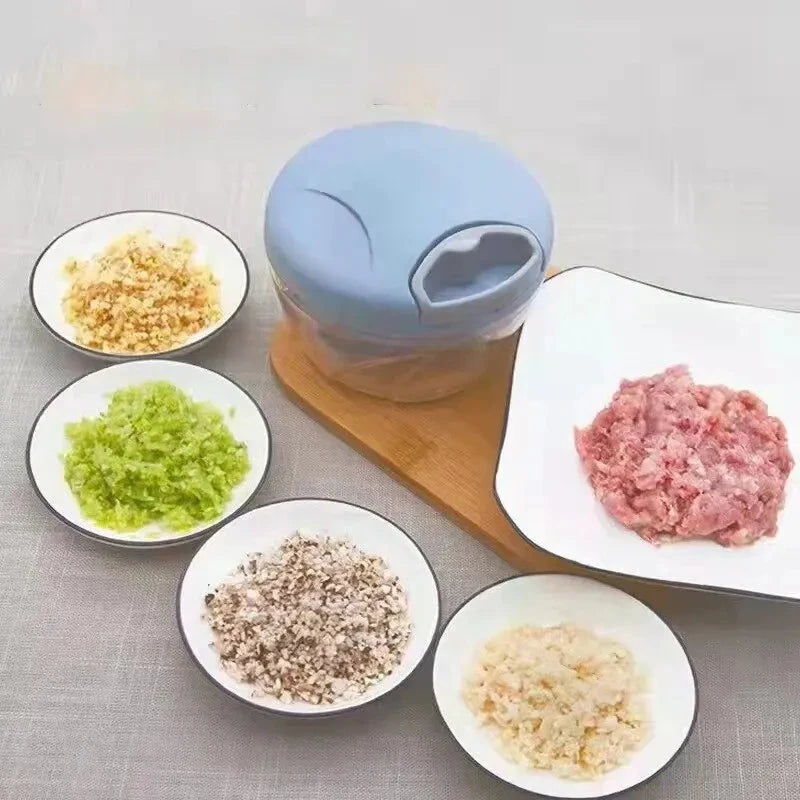 Triturador Manual de Cocina 4 en 1 | Picadora de Jengibre, Ajo, Verduras y Carne | Diseño Moderno y Minimalista