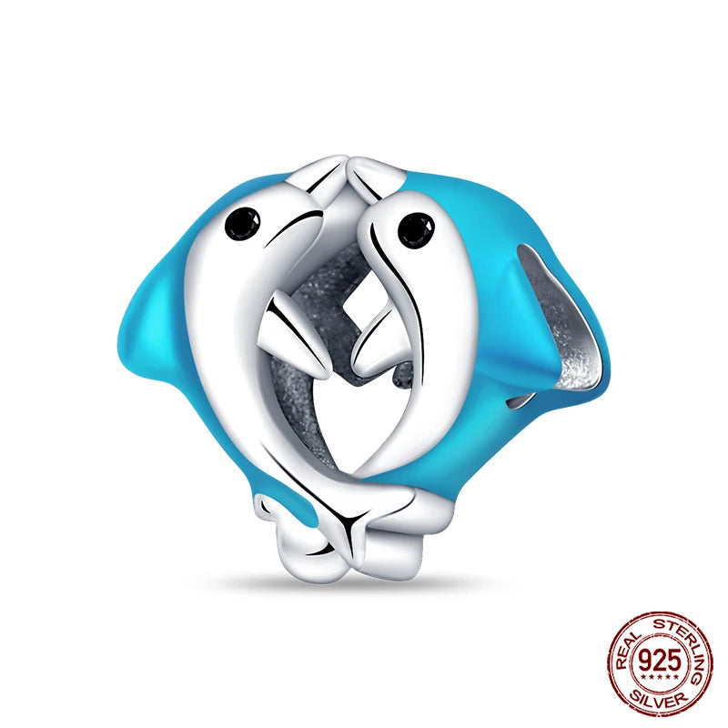 Charm Serie Océano en Plata 925 – Abalorios Tortuga, Cangrejo y Sirena para Pulsera Original Mujer