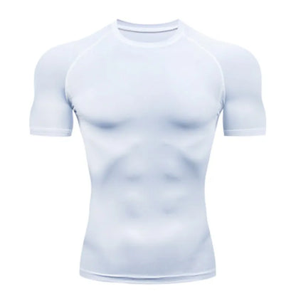 Camiseta Compresiva Hombre – Gym, Fitness, Running y Entrenamiento Outdoor, Manga Corta, Transpirable, Ajuste Elástico, Estilo Bat/Man