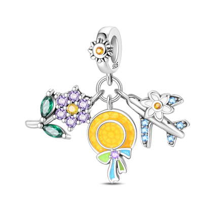Charm Clip Plata 925 con Corazones, Corona y Concha | CZ Pavé Brillante | Compatible Pandora Original