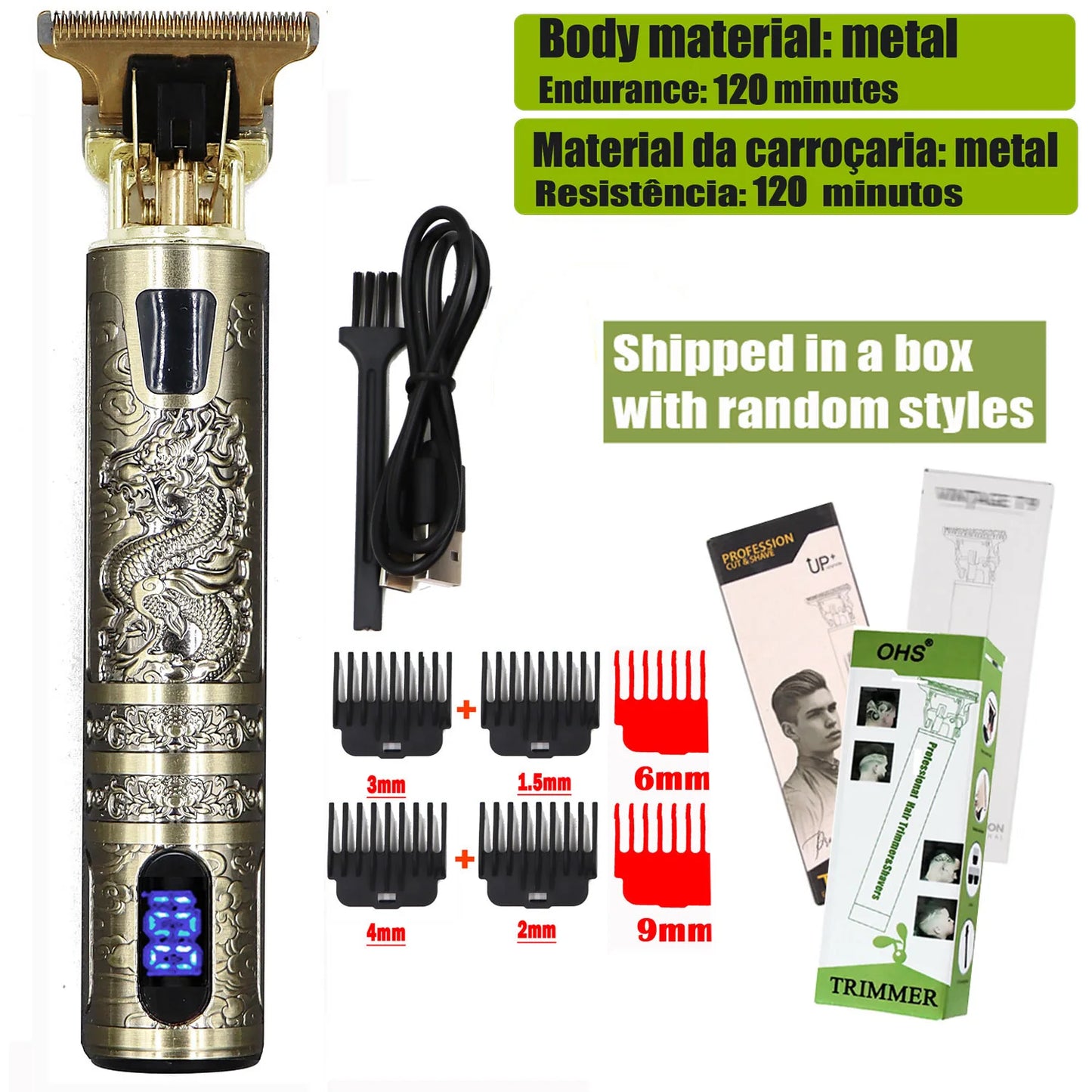 Máquina de corte T9 profesional – Cortapelos eléctrico 0 mm para barba, cabello y cuerpo con diseño recargable para barberos y uso en casa