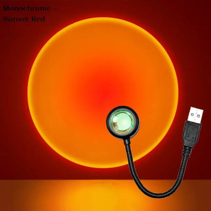 Lámpara LED USB Sunset Ambiance – Luz de Atardecer, Proyector Arcoíris 360°, Fotografía, Decoración y Ambiente