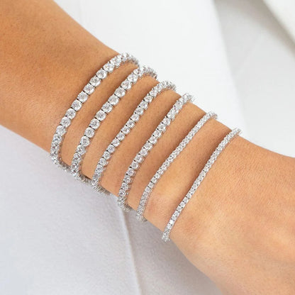 Pulsera tenis mujer plata con circonias AAA+ – Joyería elegante hip hop, cristal brillante para bodas y moda juvenil