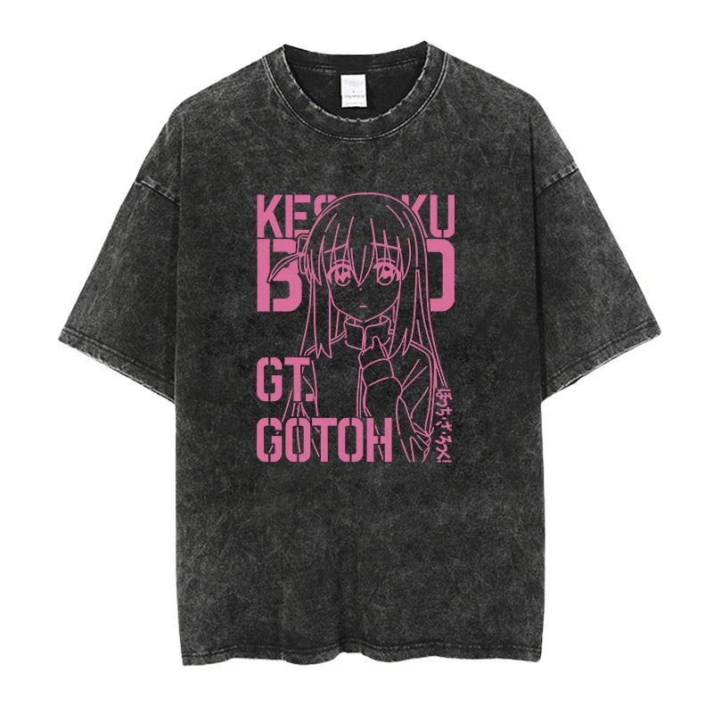Camiseta Oversized Bocchi Club | Anime Bocchi The Rock Hombre | Algodón Estampada Creativa