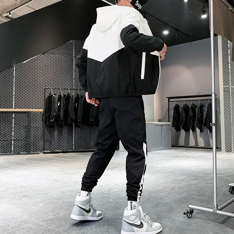 Chándal Hombre 2025 | Conjunto Deportivo 2 Piezas Sudadera con Capucha y Joggers Hip Hop Running