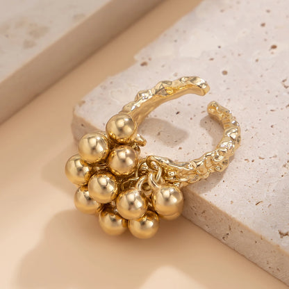 Anillo Irregular con Esferas Metálicas – Diseño Abierto Unisex Estilo Punk y Minimalista