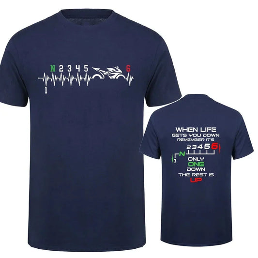 Camiseta Hombre 2025 | Oversize Motociclista con Estampado “Heartbeat”