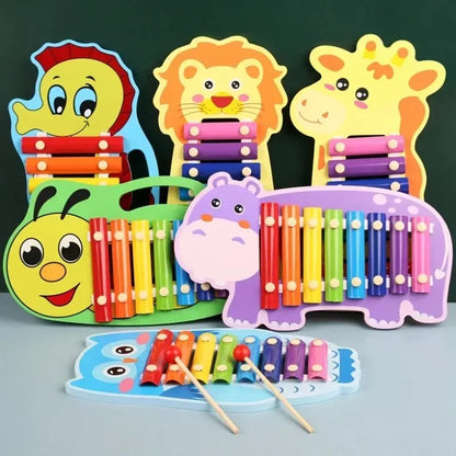Montessori Wooden 8 Tones Multicolor Xylophone Wood Musical Instrument Toys For Baby Kids Puzzles Early Learning Games