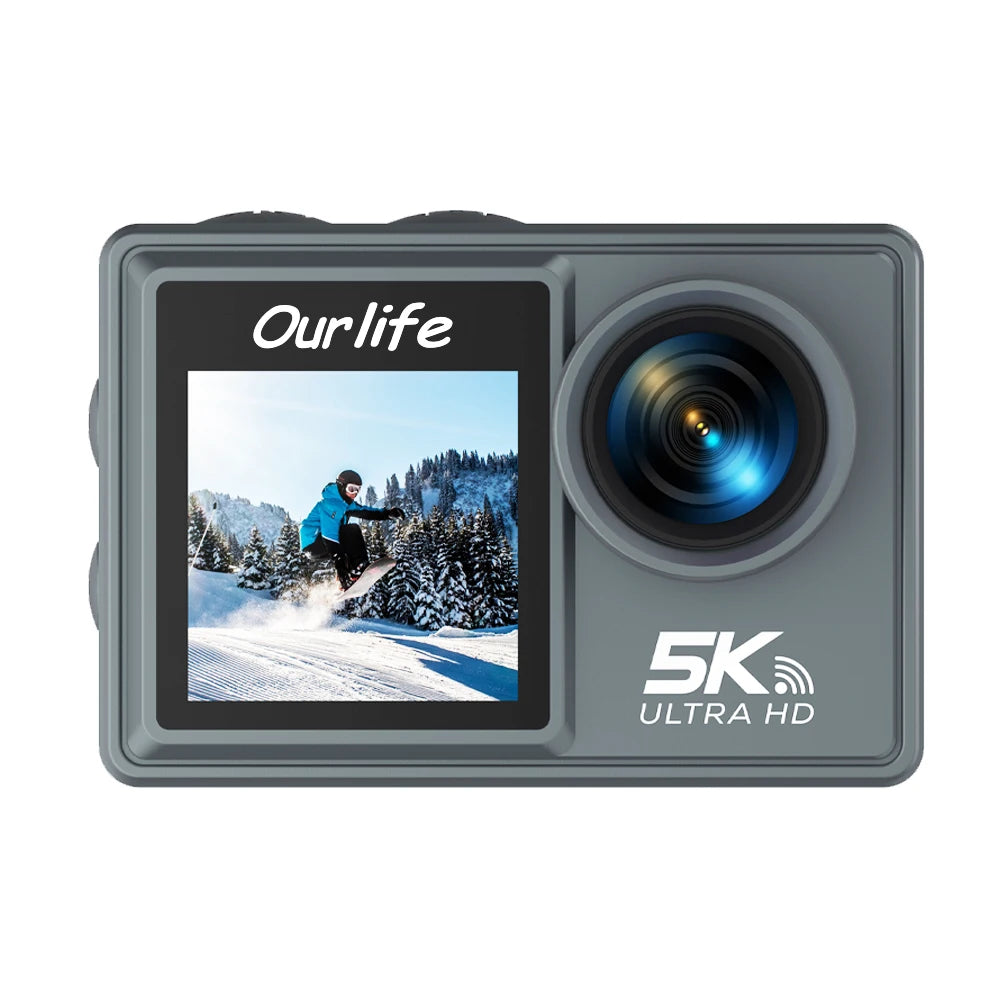 Action Camera 5K/4K con Estabilizador Electrónico | Cámara Deportiva WiFi para Bicicleta, Casco y Deportes Extremos