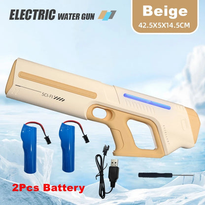 Pistola de Agua Eléctrica Potente – Juguete Automático para Niños y Adultos | Diversión de Verano Playa y Piscina
