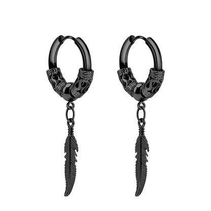 Aretes Punk de Acero Inoxidable Negro – 1 Par de Pendientes Unisex Estilo Hip Hop Vintage