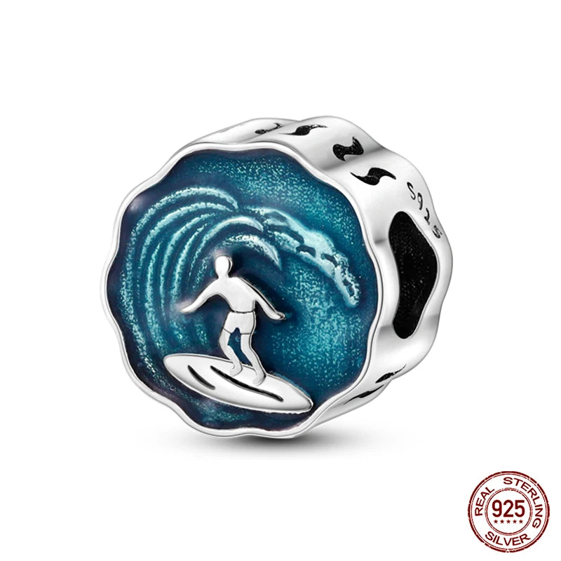 Charm Serie Océano en Plata 925 – Abalorios Tortuga, Cangrejo y Sirena para Pulsera Original Mujer