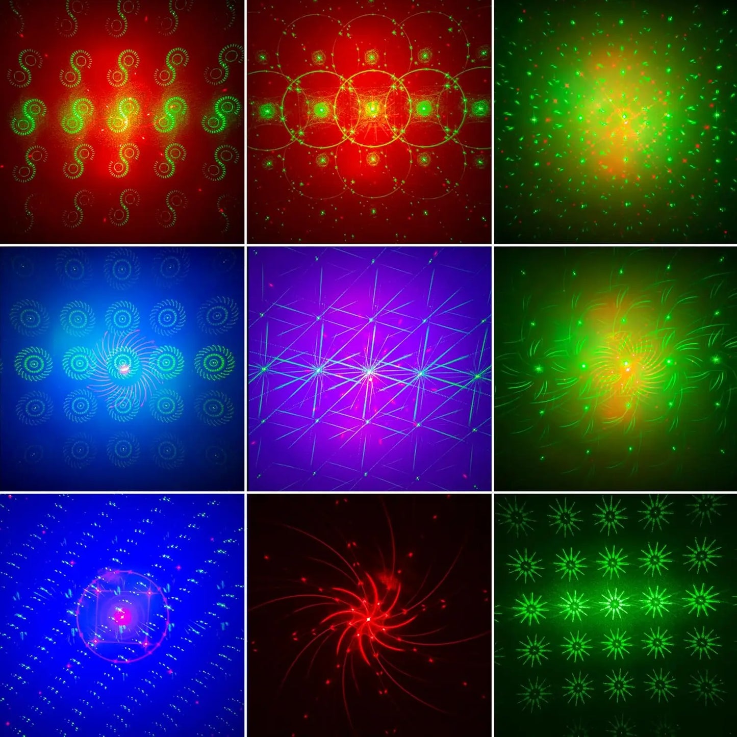 Luces de Fiesta DJ RGB Proyector Escenario Luz Estroboscópica con Control Remoto y Sonido Activado