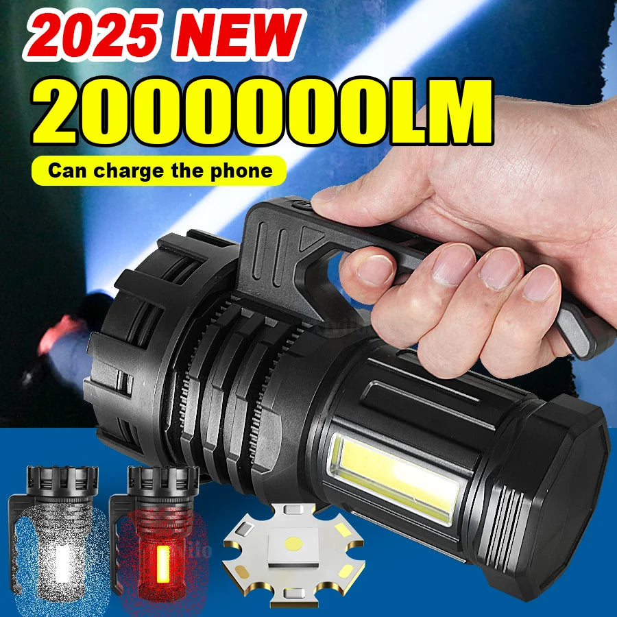 Linterna Táctica Recargable 2025 – 2.000.000LM Súper Potente Ultra Brillante LED para Camping y Emergencias