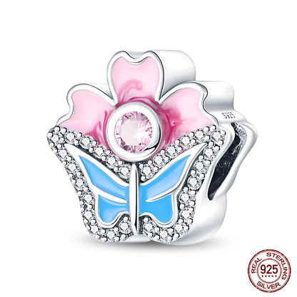 100% 925 Sterling Silver Creative Blue Luminous Firefly Charms Pendants Fit Qikaola 925 Original Bracelets DIY Birthday Jewelry