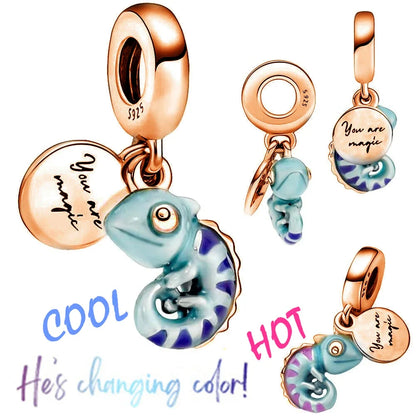 Charm Colgante Pareja Plata 925 y Oro Rosa | Compatible Pandora Original | Pulsera o Collar Mujer