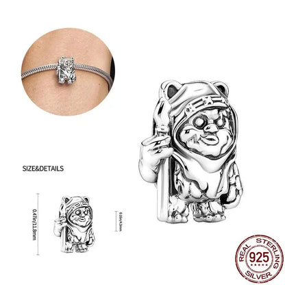 Charm Star Wars Mandalorian en Plata 925 – Abalorio Yoda y Casco Mandalorian para Pulsera Original Mujer