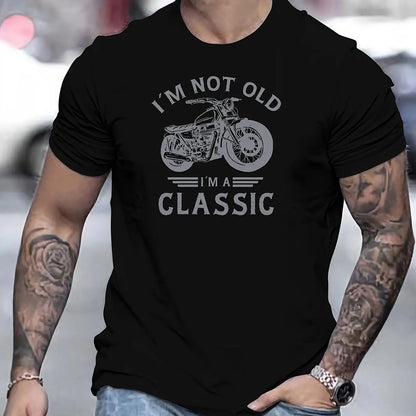 Camiseta Oversize de Verano 100% Algodón para Hombre | Estilo Motociclista con Estampado Clásico y Cuello Redondo