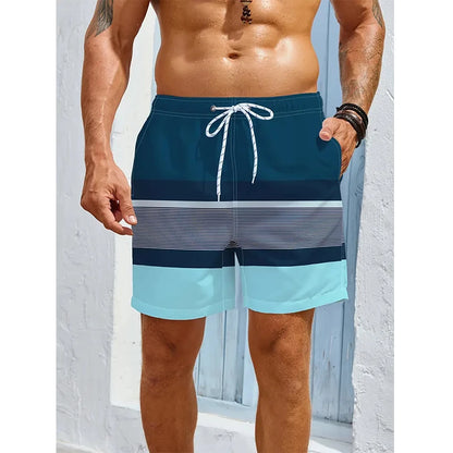Bañador Hombre Rayas 3D | Shorts Playa Casual Verano Secado Rápido – Swimwear Surf y Natación