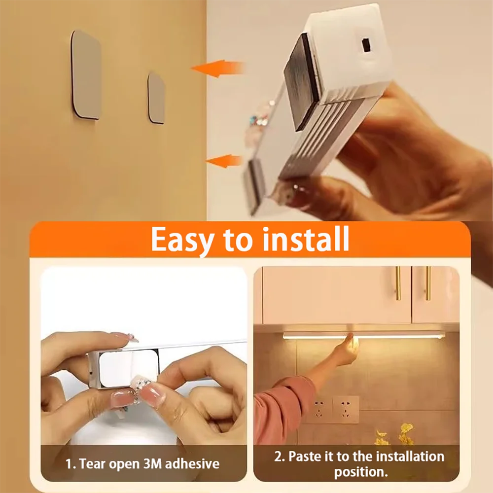 Barra de Luz LED con Sensor de Movimiento Recargable – 10/20/30/50cm, Luz Nocturna Portátil para Cocina, Armarios y Dormitorio