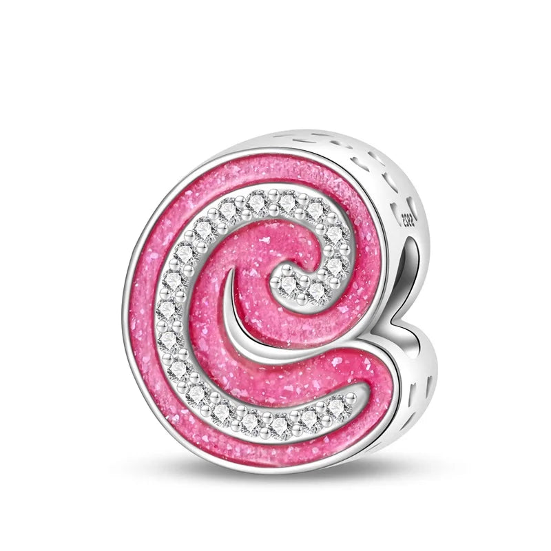 Charm letra alfabeto A-Z con circonias rosas en plata 925 – Abalorio elegante para pulseras tipo Pandora, joyería DIY personalizada