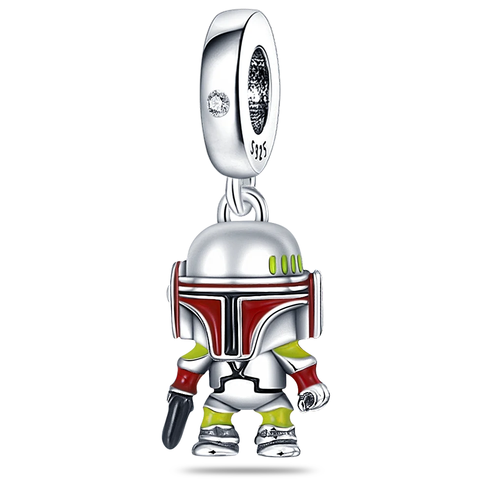Charm Star Wars Mandalorian en Plata 925 – Abalorio Yoda y Casco Mandalorian para Pulsera Original Mujer