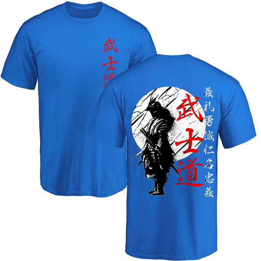 Camiseta Oversize “Japan Samurai Spirit” – T-shirt Estilo Japonés, Estampado Trasero, 100% Algodón, Casual y Regalo para Hombre