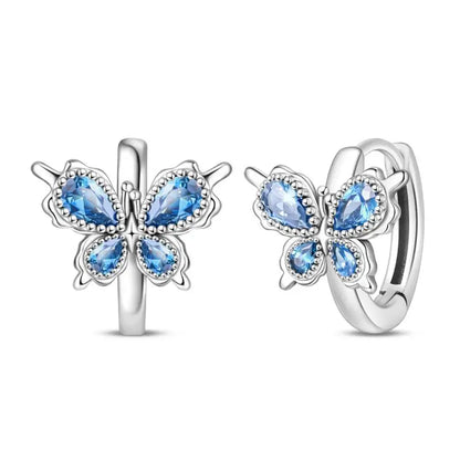 Aretes Primavera Plata 925 | Abeja, Flor y Mariposa | Aros Dobles Mujer
