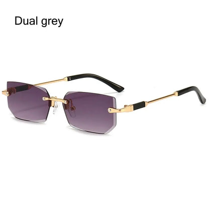 Gafas de Sol Rectangulares Sin Marco Unisex | Retro Moda Verano UV400 Mujer Hombre