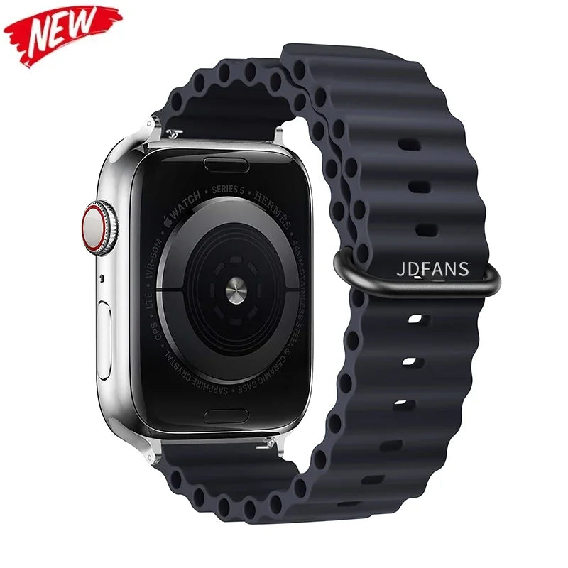 Correa Ocean Band Compatible con Apple Watch | Pulsera Deportiva Ajustable 49mm 45mm 44mm 41mm 40mm Series SE 3 6 7 8 9 10 Ultra