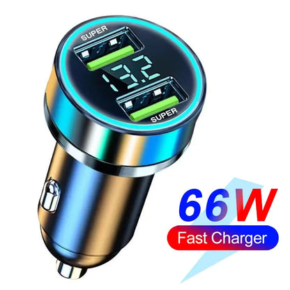 250W Fast Car Charger 6 Ports Quick Charge PD Type C USB A Adapter Transparent Case for iPhone 15 16 Pro Samsung S24 Xiaomi Poco