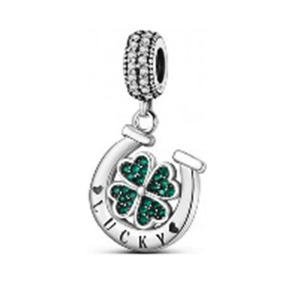 Charm trébol verde dopamina en plata 925 – Flor del bosque para pulsera DIY compatible Pandora mujer