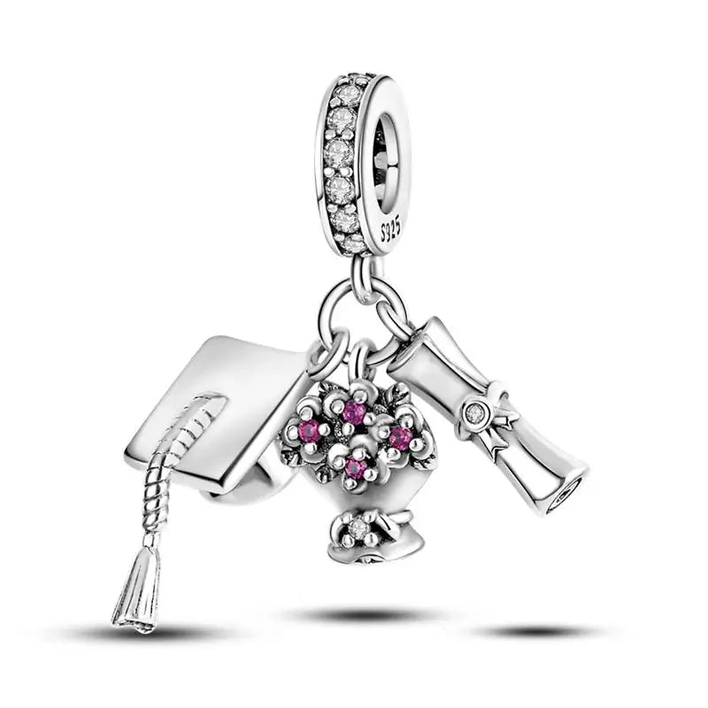 Charm Birrete de Graduación Plata 925 | Compatible Pandora Original