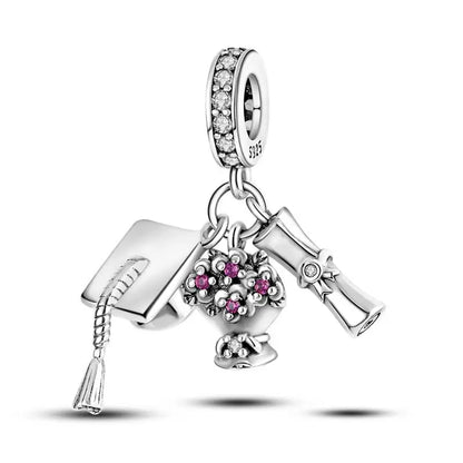 Charm Birrete de Graduación Plata 925 | Compatible Pandora Original
