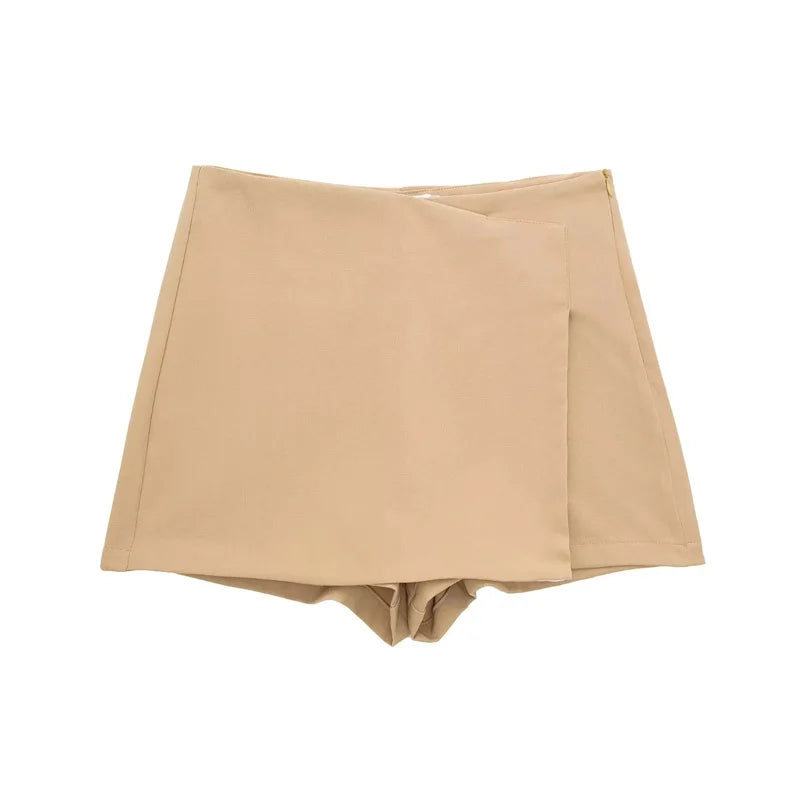 Skort Asimétrico Mujer 2025 | Falda Pantalón Negra Tiro Alto Casual Verano
