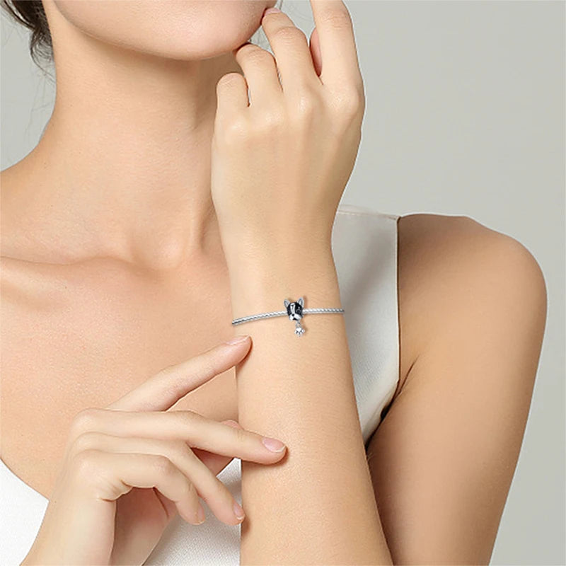 Charm animal mascota en plata 925 – Abalorio elegante para pulsera o collar tipo Pandora, joyería personalizada mujer