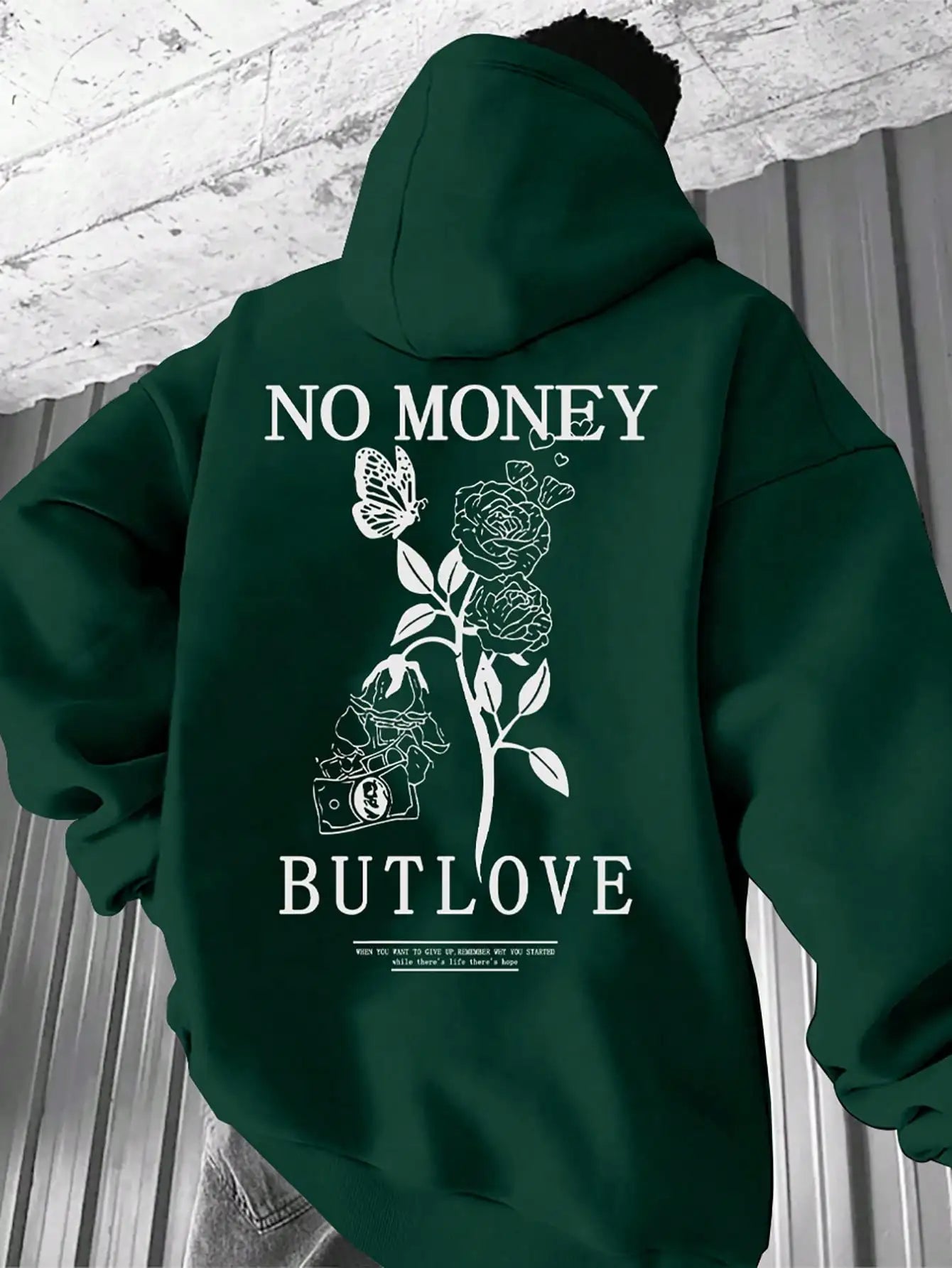Hoodie Floral Pareja – Sudadera con Capucha Hombre Oversize, Estampado de Letras para Primavera y Otoño