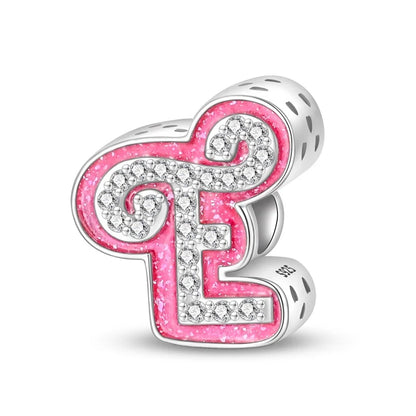 Charm letra alfabeto A-Z con circonias rosas en plata 925 – Abalorio elegante para pulseras tipo Pandora, joyería DIY personalizada