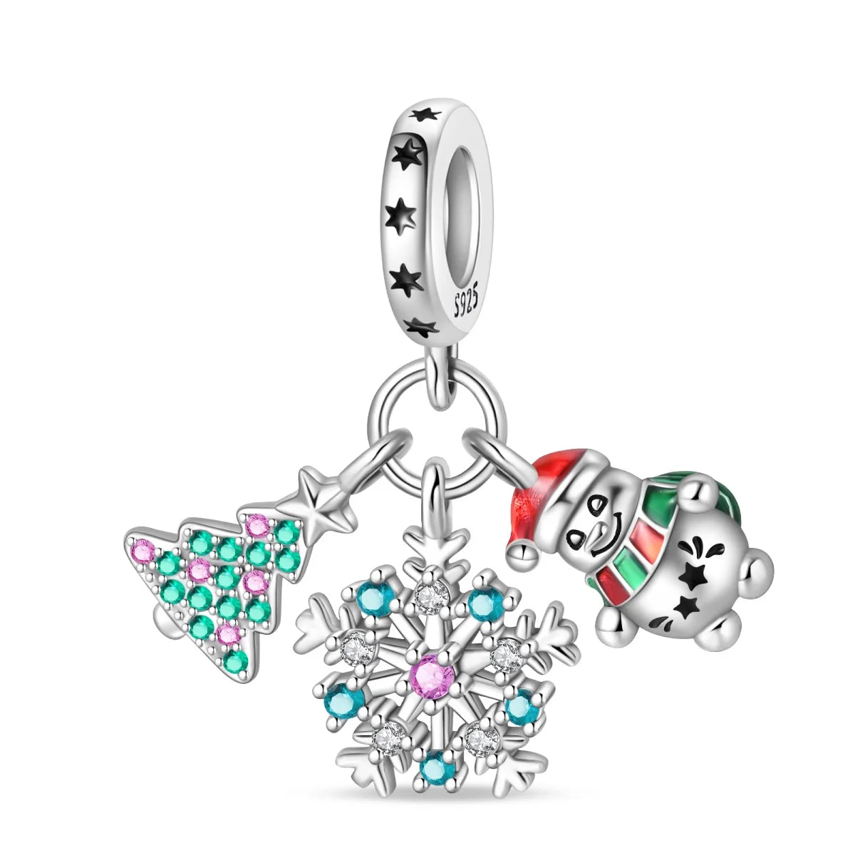 Charm Navideño Disney en Plata 925 – Abalorios Mickey y Minnie para Pulseras Originales Mujer