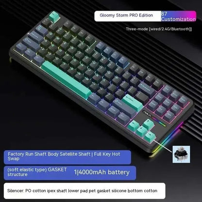 Teclado Mecánico AULA F87Pro – 87 Teclas, Triple Modo (USB/2.4G/Bluetooth), RGB, Hot-Swap y Batería 4000mAh