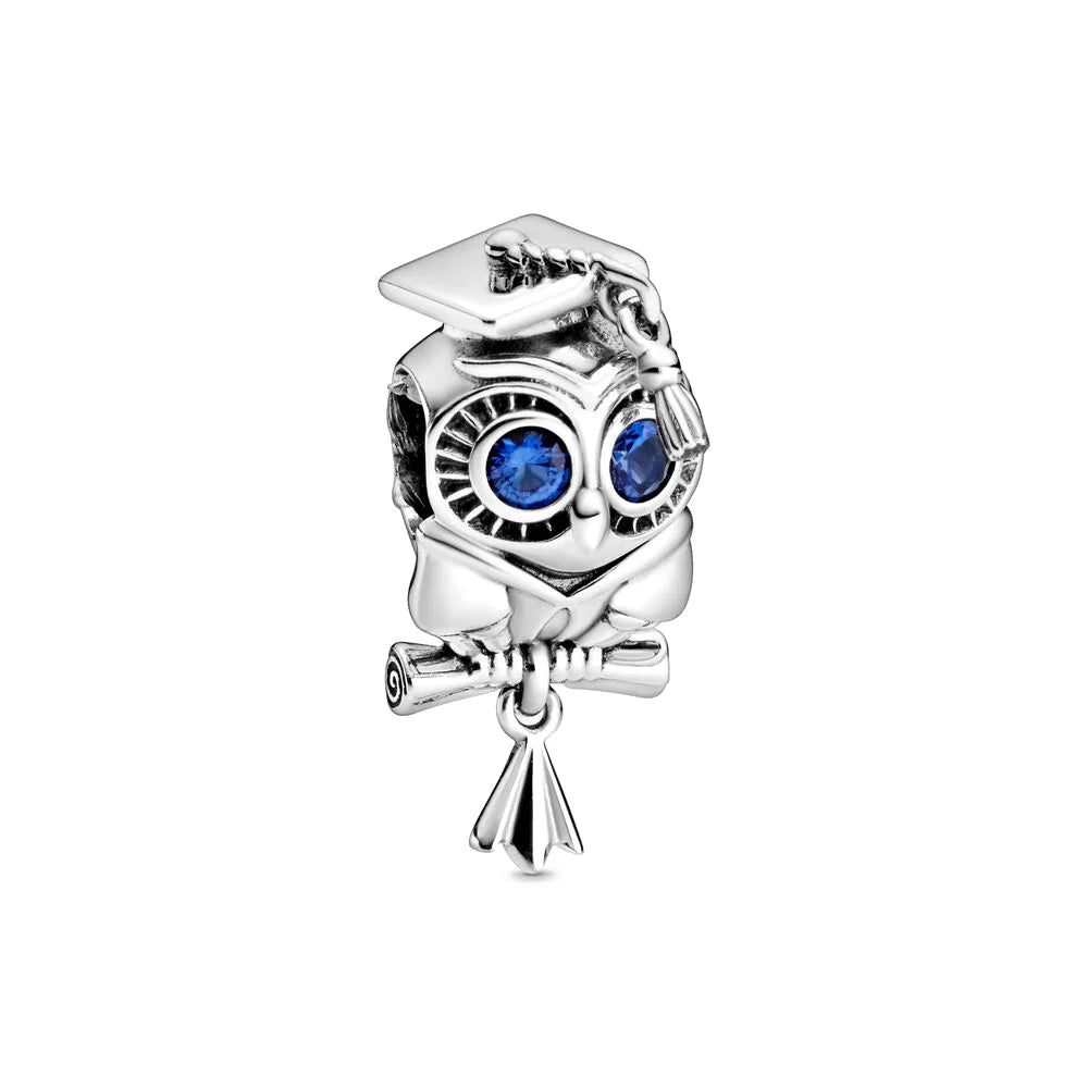 Charm colgante maestra plata 2023 – Abalorio en forma de cuaderno, lápiz y birrete para pulsera tipo Pandora mujer