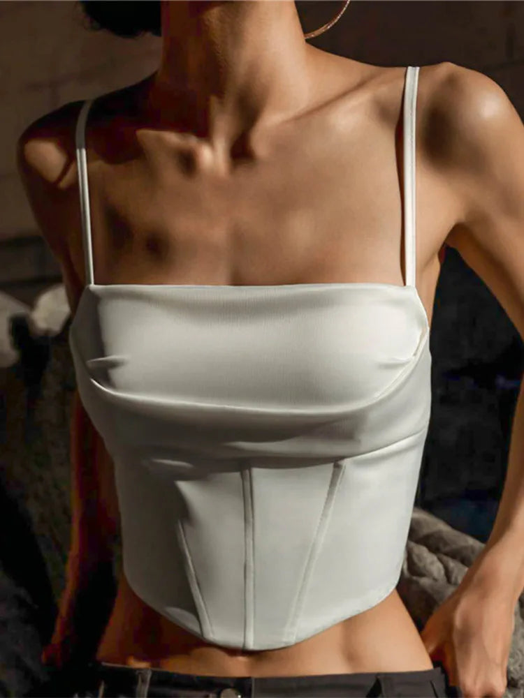Crop Top Mujer Sexy Verano | Tirantes Espagueti con Espalda Descubierta y Encaje Ajustable