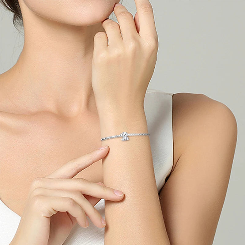 Charm animal mascota en plata 925 – Abalorio elegante para pulsera o collar tipo Pandora, joyería personalizada mujer