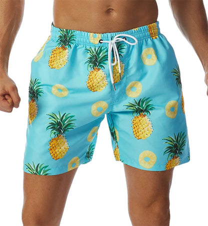 Bañador Hombre Piña 3D | Shorts Playa Hawaianos Verano Secado Rápido – Surf y Natación Tropical